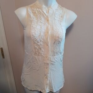 Broadway & broome ivory lace front tank shirt